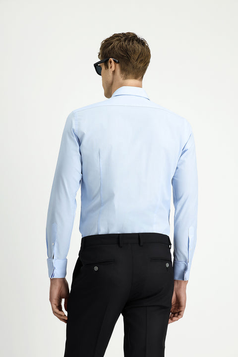 Light Blue Long Sleeve Slim Fit Classic Cuffed Cotton Shirt