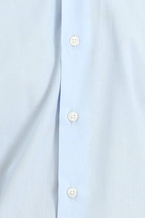 Light Blue Long Sleeve Slim Fit Classic Cuffed Cotton Shirt