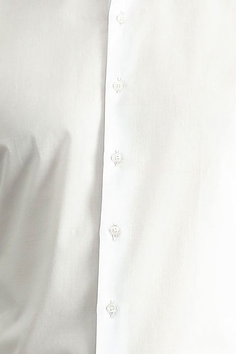 White Long Sleeve Slim Fit Classic Cuffed Cotton Shirt