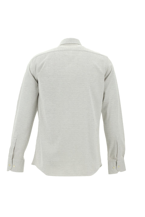 Dark Beige Long Sleeve Slim Fit Patterned Knitted Cotton Shirt