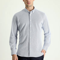 Dark Blue Long Sleeve Slim Fit Patterned Knitted Cotton Shirt