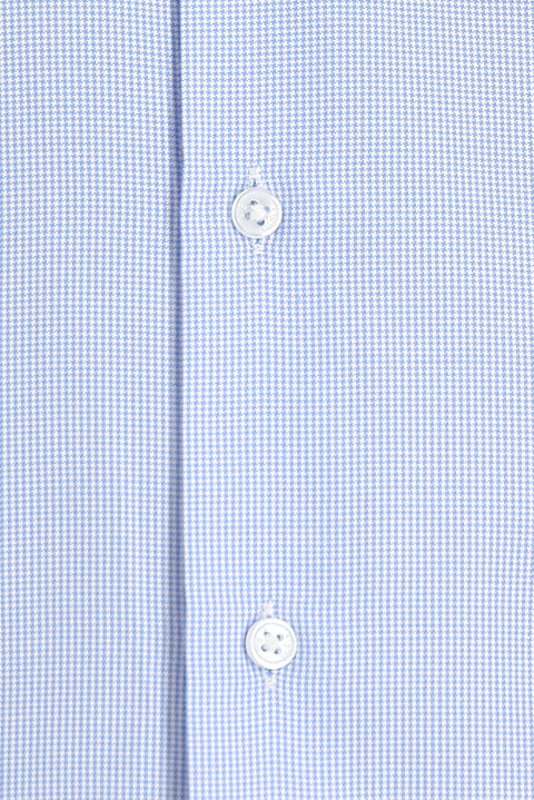 Light Blue Long Sleeve Slim Fit Narrow Cut Classic Patterned Cotton Easy Iron Shirt