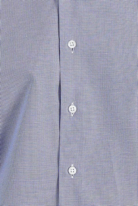 Dark Blue Long Sleeve Slim Fit Narrow Cut Classic Patterned Cotton Easy Iron Shirt