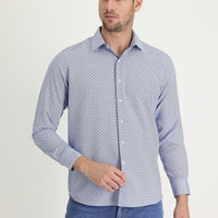 Medium Navy Long Sleeve Slim Fit Narrow Cut Classic Patterned Cotton Easy-Iron Shirt