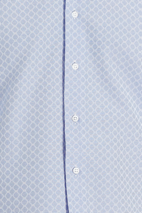Light Blue Long Sleeve Slim Fit Narrow Cut Classic Patterned Cotton Easy Iron Shirt