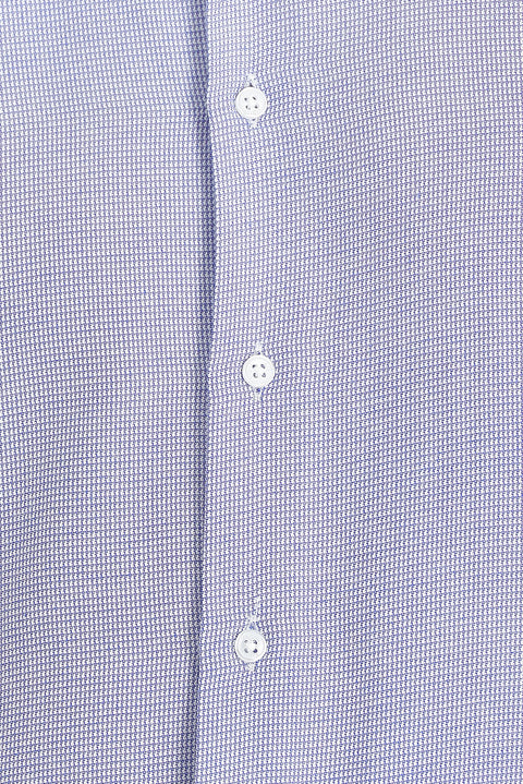 Blue Long Sleeve Slim Fit Narrow Cut Classic Patterned Cotton Easy Iron Shirt