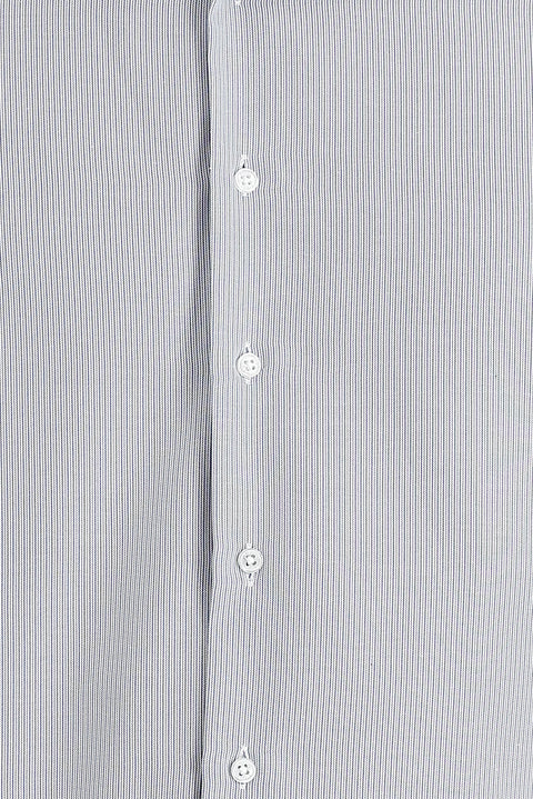 Dark Blue Long Sleeve Slim Fit Narrow Cut Classic Patterned Cotton Easy Iron Shirt