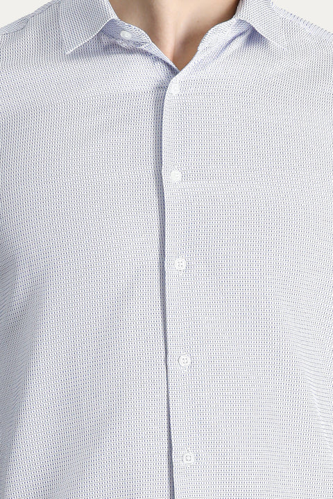 Dark Blue Long Sleeve Slim Fit Narrow Cut Patterned Classic Cotton Shirt