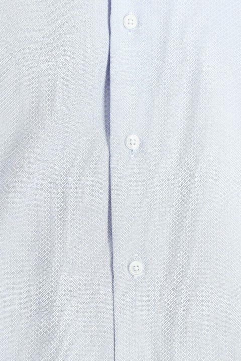 Light Blue Long Sleeve Slim Fit Narrow Cut Classic Patterned Cotton Easy-Iron Shirt