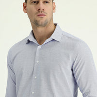 Light Blue Long Sleeve Slim Fit Narrow Cut Classic Patterned Cotton Easy Iron Shirt