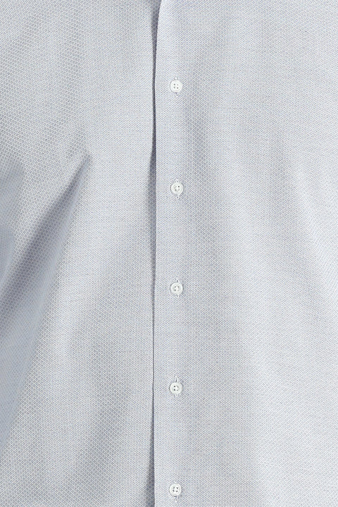 Light Blue Long Sleeve Slim Fit Narrow Cut Classic Patterned Cotton Easy Iron Shirt