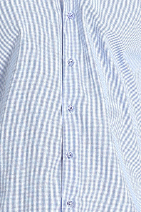 Light Blue Long Sleeve Slim Fit Narrow Cut Classic Patterned Cotton Easy Iron Shirt