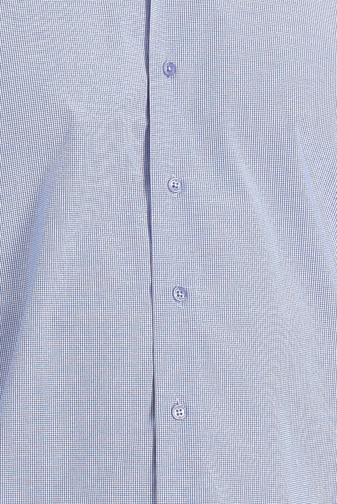 Dark Blue Long Sleeve Slim Fit Narrow Cut Classic Patterned Cotton Easy Iron Shirt