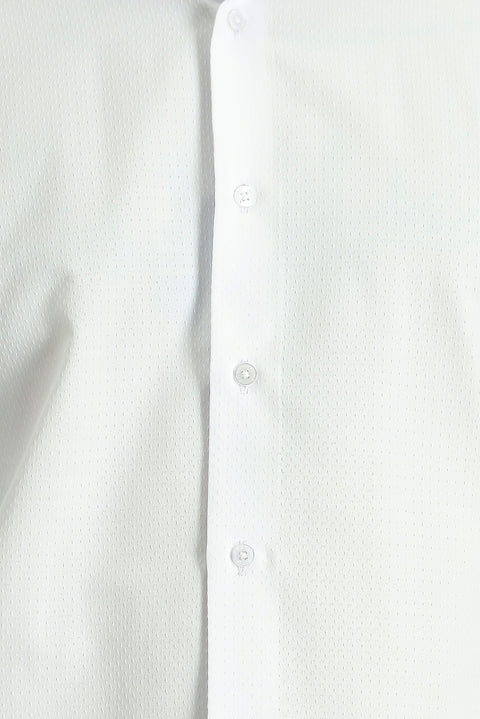 White Long Sleeve Slim Fit Narrow Cut Classic Patterned Cotton Easy Iron Shirt