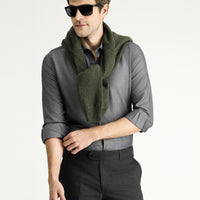Dark Anthracite Long Sleeve Slim Fit Narrow Cut Classic Patterned Cotton Easy Iron Shirt