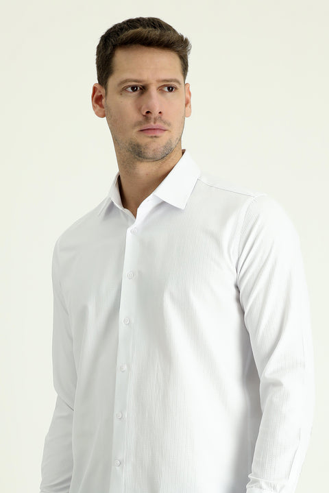 White Long Sleeve Slim Fit Classic Cotton Easy-Iron Shirt