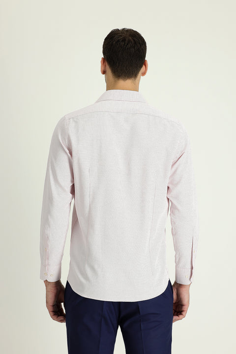 Açık Kırmızı Uzun Kol Slim Fit Dar Kesim Klasik Pamuklu Kolay Ütülenebilir Gömlek