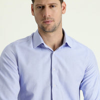 Light Blue Long Sleeve Slim Fit Classic Cotton Easy-Iron Shirt