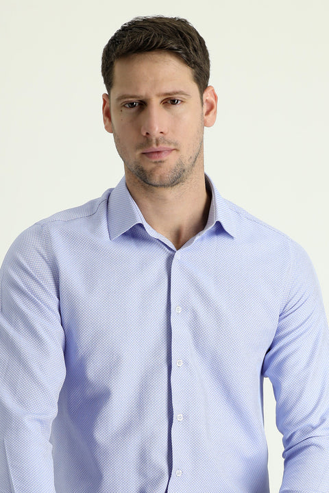 Light Blue Long Sleeve Slim Fit Classic Cotton Easy-Iron Shirt