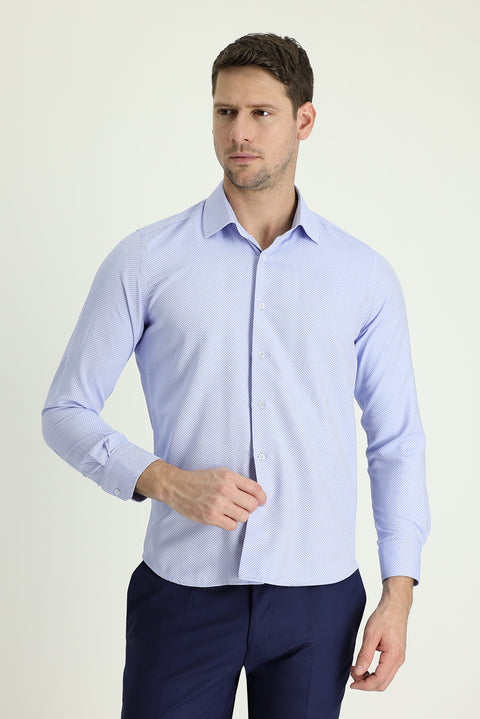 Light Blue Long Sleeve Slim Fit Classic Cotton Easy-Iron Shirt