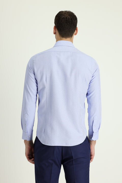 Light Blue Long Sleeve Slim Fit Classic Cotton Easy-Iron Shirt