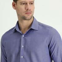Dark Blue Long Sleeve Slim Fit Classic Cotton Easy-Iron Shirt