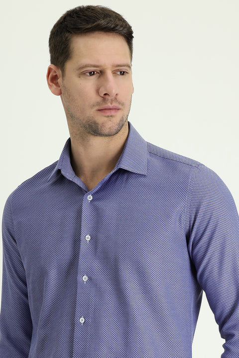 Dark Blue Long Sleeve Slim Fit Classic Cotton Easy-Iron Shirt