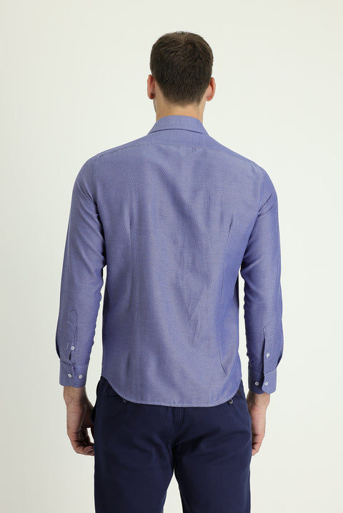 Dark Blue Long Sleeve Slim Fit Classic Cotton Easy-Iron Shirt