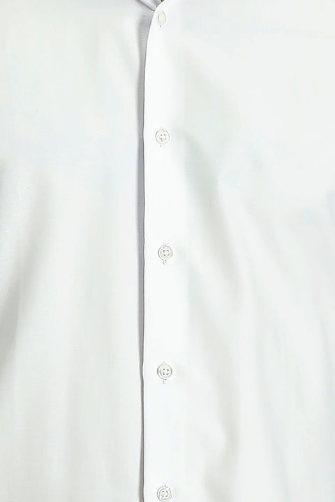 White Long Sleeve Slim Fit Narrow Cut Classic Patterned Cotton Easy Iron Shirt