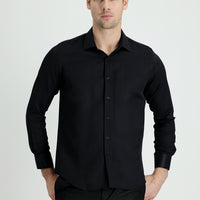 Dark Navy Long Sleeve Slim Fit Narrow Cut Classic Patterned Cotton Easy-Iron Shirt