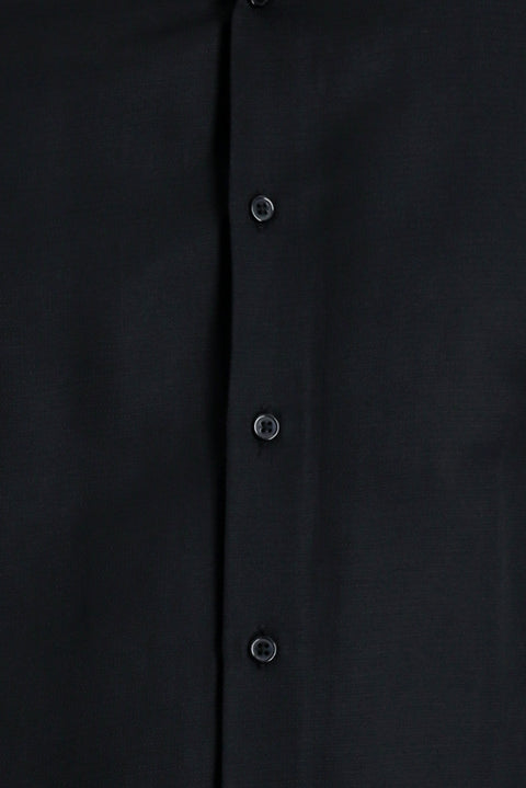 Dark Navy Long Sleeve Slim Fit Narrow Cut Classic Patterned Cotton Easy-Iron Shirt
