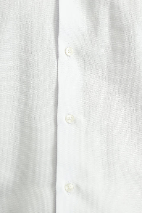 White Long Sleeve Slim Fit Narrow Cut Classic Patterned Cotton Easy Iron Shirt