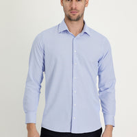 Light Blue Long Sleeve Slim Fit Narrow Cut Classic Patterned Cotton Easy Iron Shirt