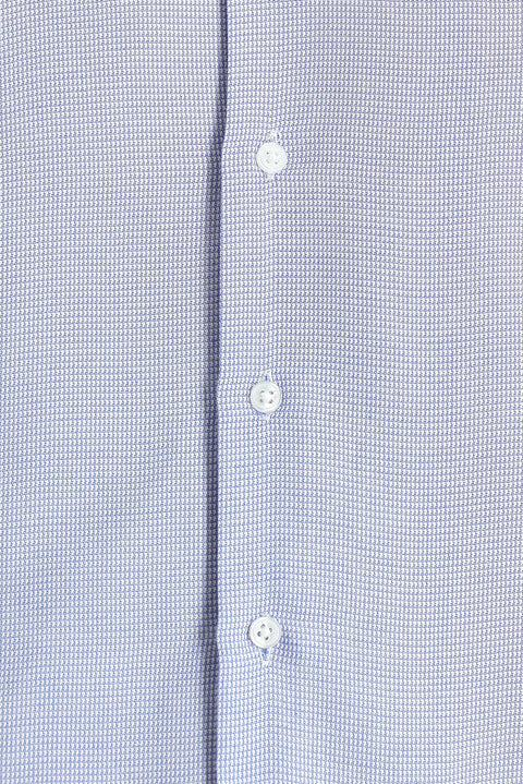 Mavi Uzun Kol Slim Fit Dar Kesim Klasik Desenli Pamuklu Kolay Ütülenebilir Gömlek
