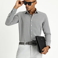 Black Long Sleeve Slim Fit Narrow Cut Classic Patterned Cotton Easy Iron Shirt