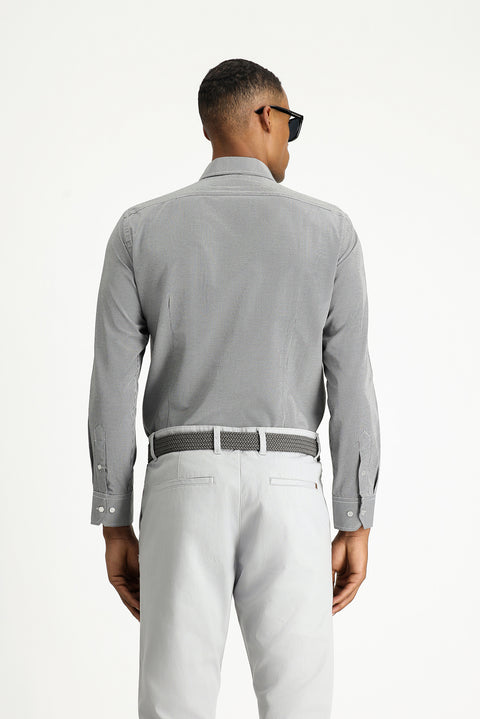 Black Long Sleeve Slim Fit Narrow Cut Classic Patterned Cotton Easy Iron Shirt