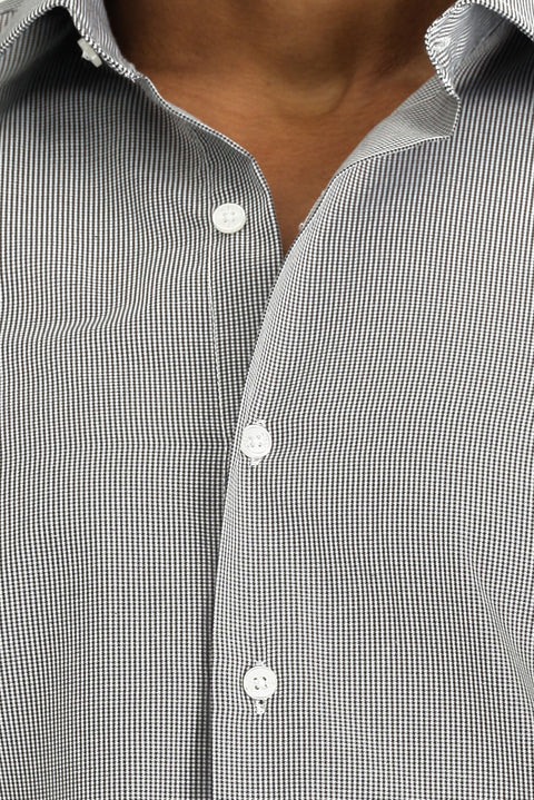 Black Long Sleeve Slim Fit Narrow Cut Classic Patterned Cotton Easy Iron Shirt