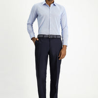 Light Blue Long Sleeve Slim Fit Narrow Cut Classic Patterned Cotton Easy Iron Shirt