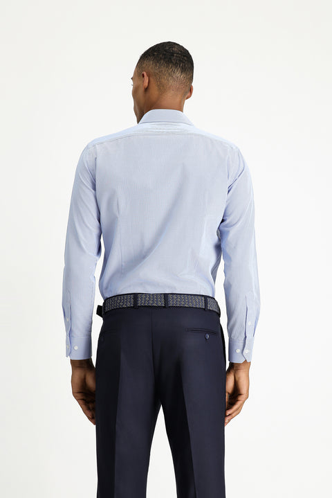 Light Blue Long Sleeve Slim Fit Narrow Cut Classic Patterned Cotton Easy Iron Shirt