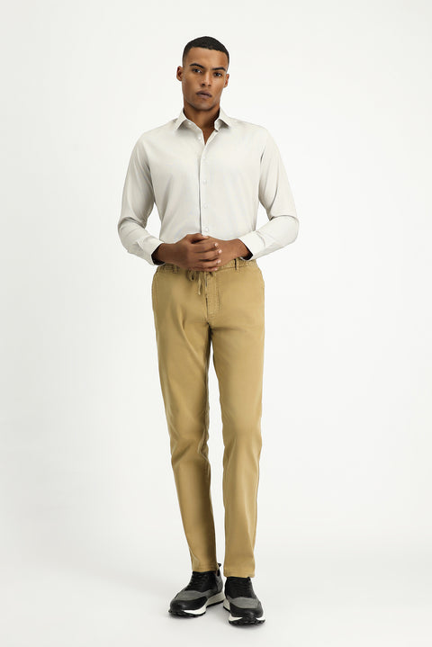 Light Grey Long Sleeve Slim Fit Narrow Cut Classic Patterned Cotton Easy Iron Shirt