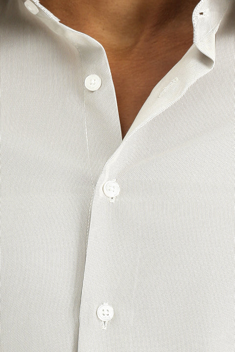 Light Grey Long Sleeve Slim Fit Narrow Cut Classic Patterned Cotton Easy Iron Shirt