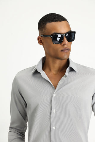  Koyu Lacivert Uzun Kol Slim Fit Dar Kesim Klasik Desenli Pamuklu Kolay Ütülenebilir Gömlek