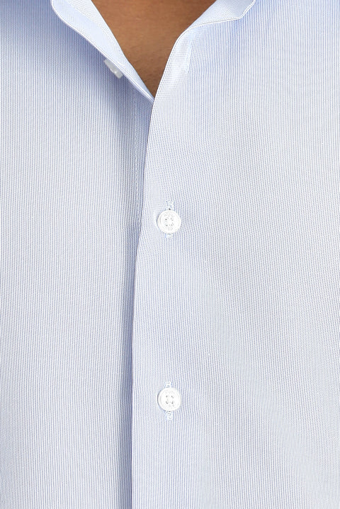 Light Blue Long Sleeve Slim Fit Narrow Cut Classic Patterned Cotton Easy Iron Shirt