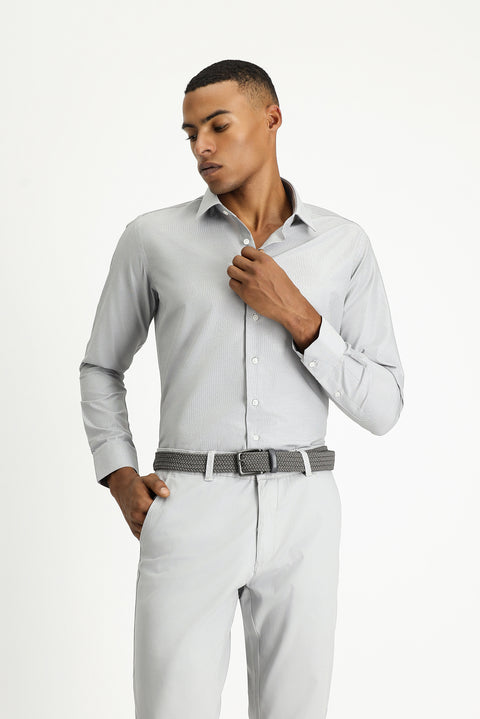 Black Long Sleeve Slim Fit Classic Collar Cotton Easy-Iron Patterned Shirt