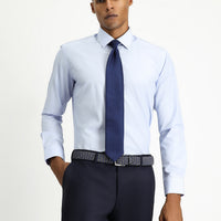 Light Blue Long Sleeve Slim Fit Classic Collar Cotton Easy-Iron Patterned Shirt