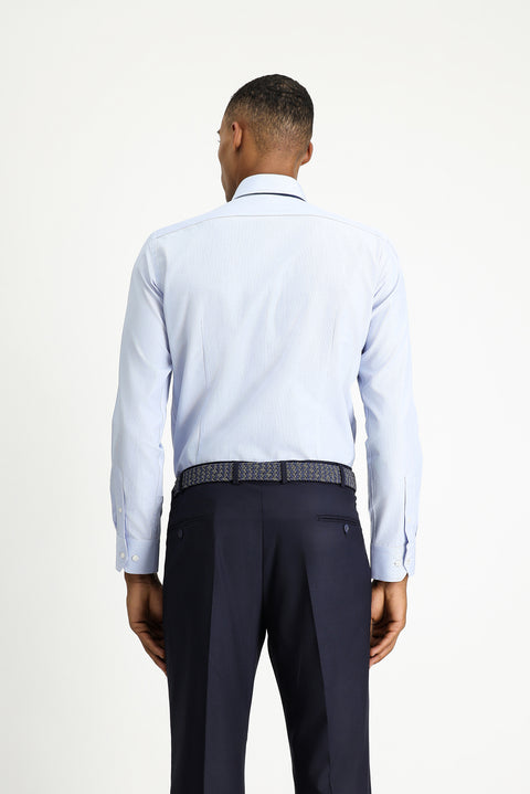 Light Blue Long Sleeve Slim Fit Classic Collar Cotton Easy-Iron Patterned Shirt