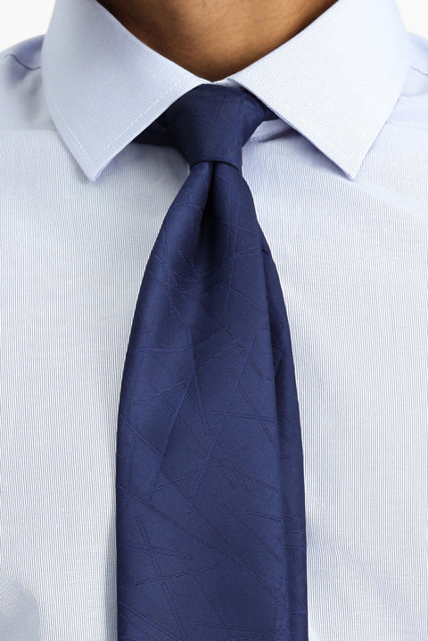 Light Blue Long Sleeve Slim Fit Classic Collar Cotton Easy-Iron Patterned Shirt