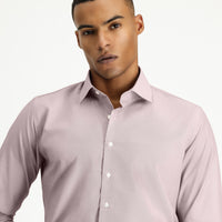 Light Burgundy Long Sleeve Slim Fit Classic Collar Cotton Easy-Iron Patterned Shirt