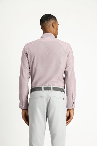  Açık Bordo Uzun Kol Slim Fit Klasik Yaka Pamuklu Kolay Ütülenebilir Desenli Gömlek