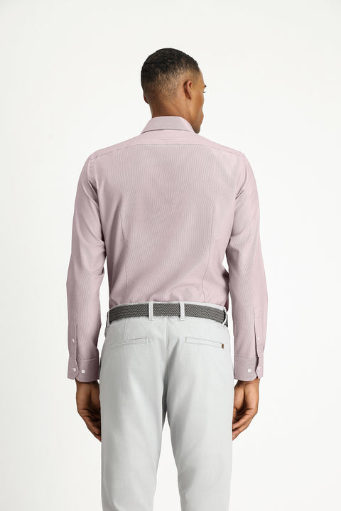 Light Burgundy Long Sleeve Slim Fit Classic Collar Cotton Easy-Iron Patterned Shirt